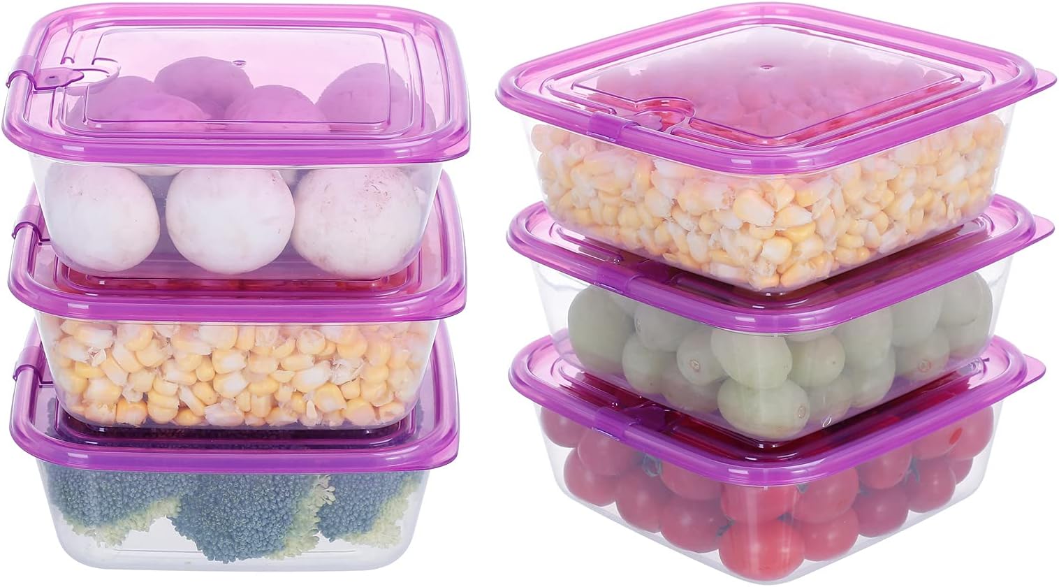 KIGI Airtight Food Storage Containers with Vent Lids for Meal Prep, Lunch, BPA Free, Stackable, Reusable Plastic Containers for Leftovers, Kitchen, Pantry, Fridge Organizer, Freezer Safe (23oz 6PACK)