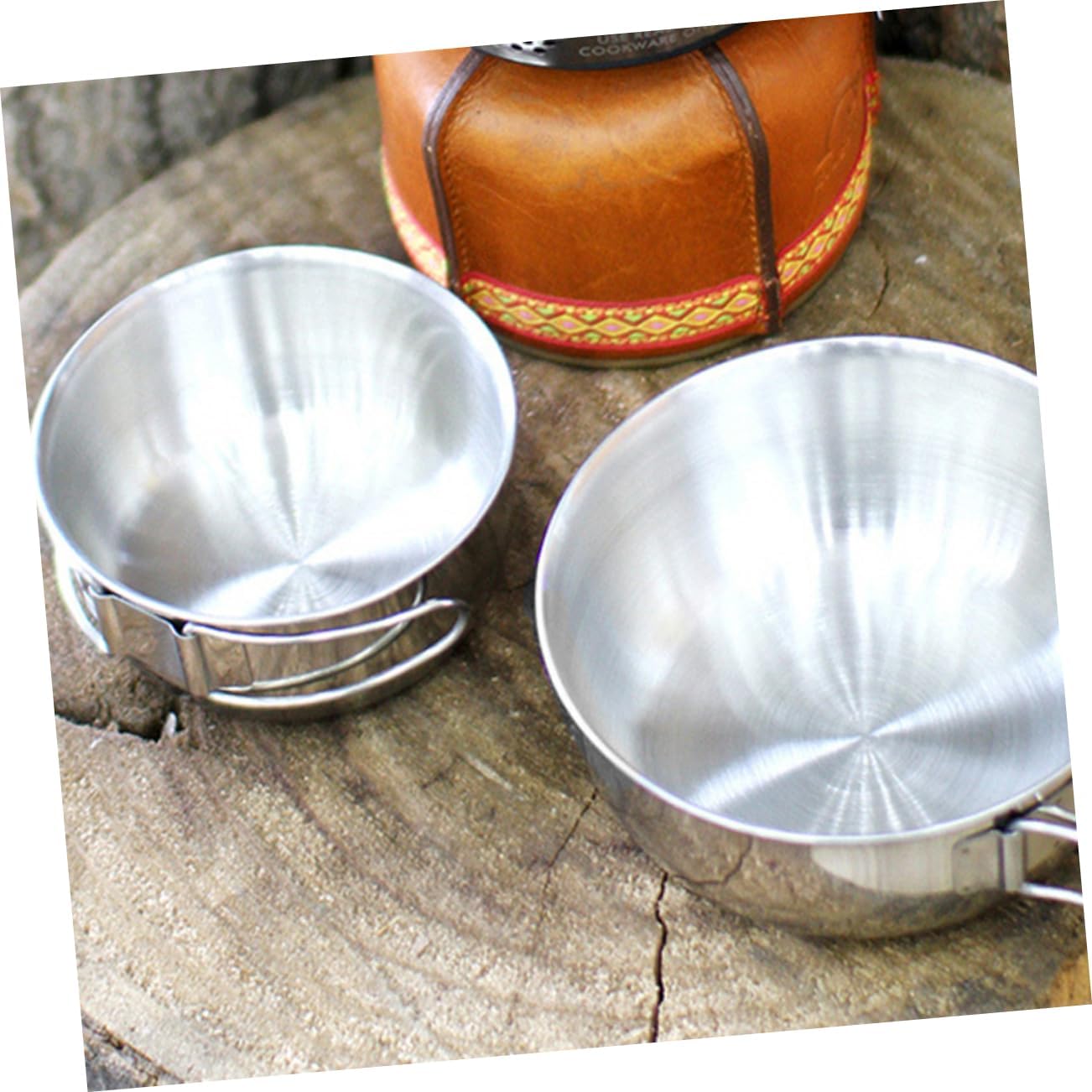 3Pcs Camping Tableware Folding Stainless Steel Bowls with Mesh for Outdoor Activities Hiking Backpacking Picnic and Travel