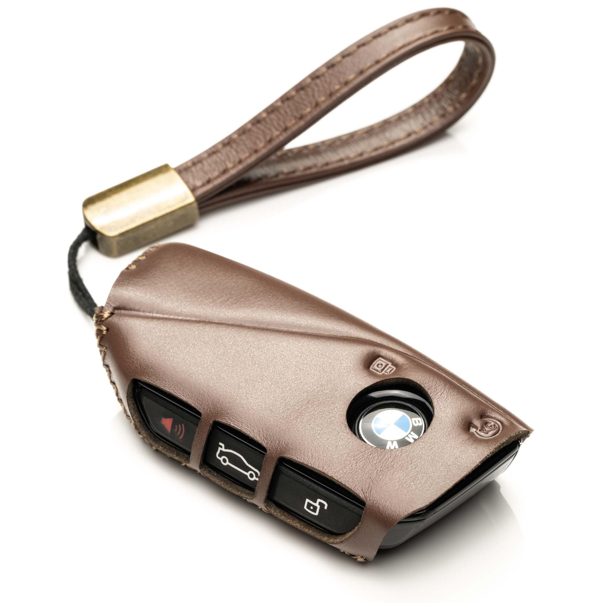 VitodecoVitodeco Premium Genuine Leather Key Fob Case Compatible with BMW X5 2024, BMW X6 2024, BMW X7, BMW X1, BMW 3 Series, BMW 7 Series, BMW iX, BMW i4, BMW i7 2023-up (4-Button, Mocha)