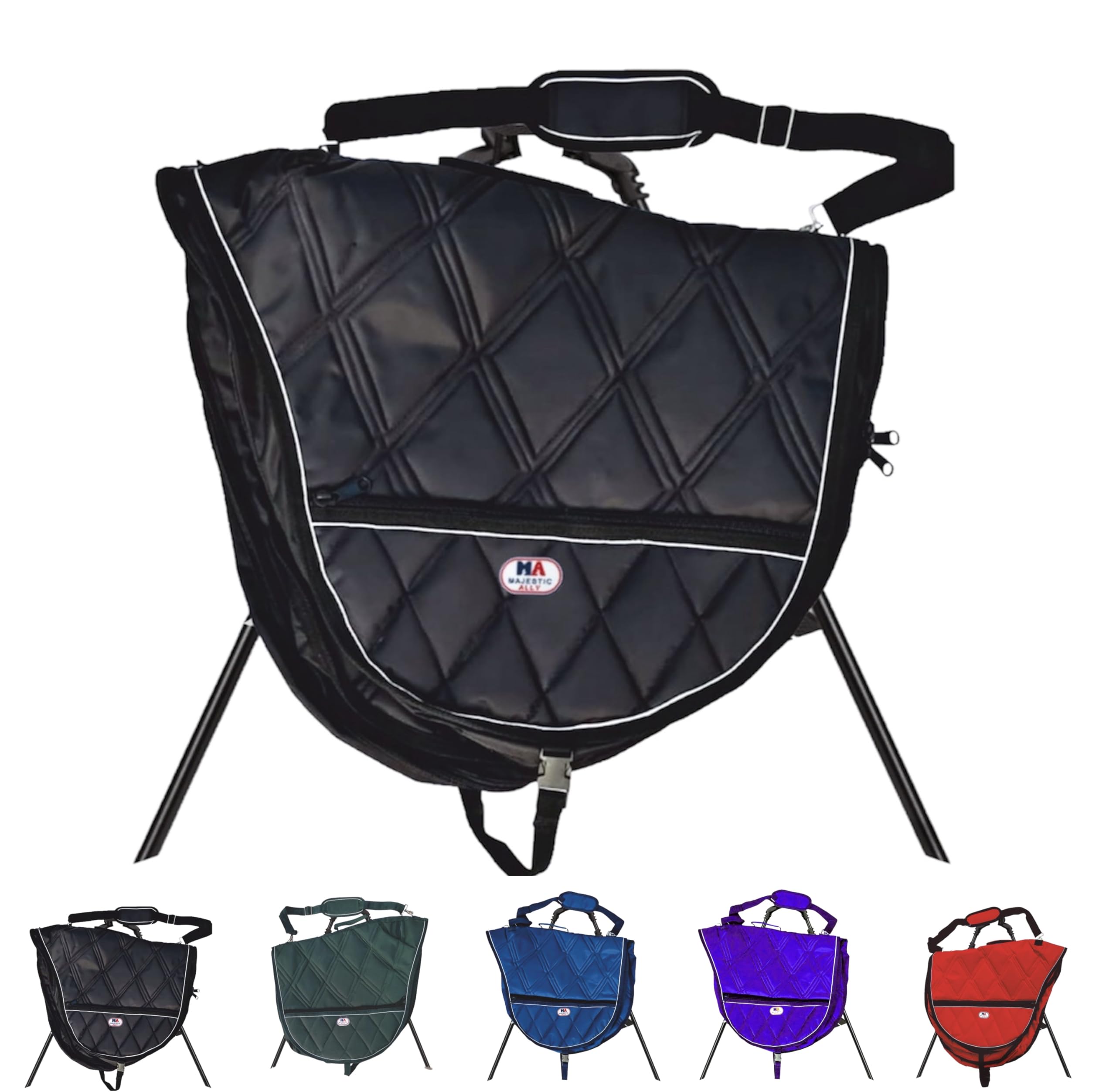 Majestic Ally 1000D Nylon Reflective English Saddle Carry Bag (Black) — image 1