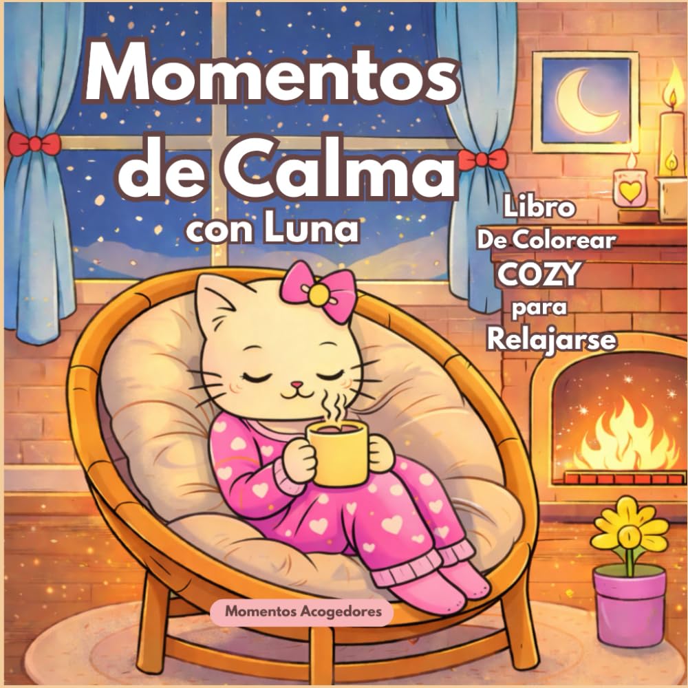 Momentos de Calma con Luna: Libro de colorear cozy para relajarse y disfrutar con calma