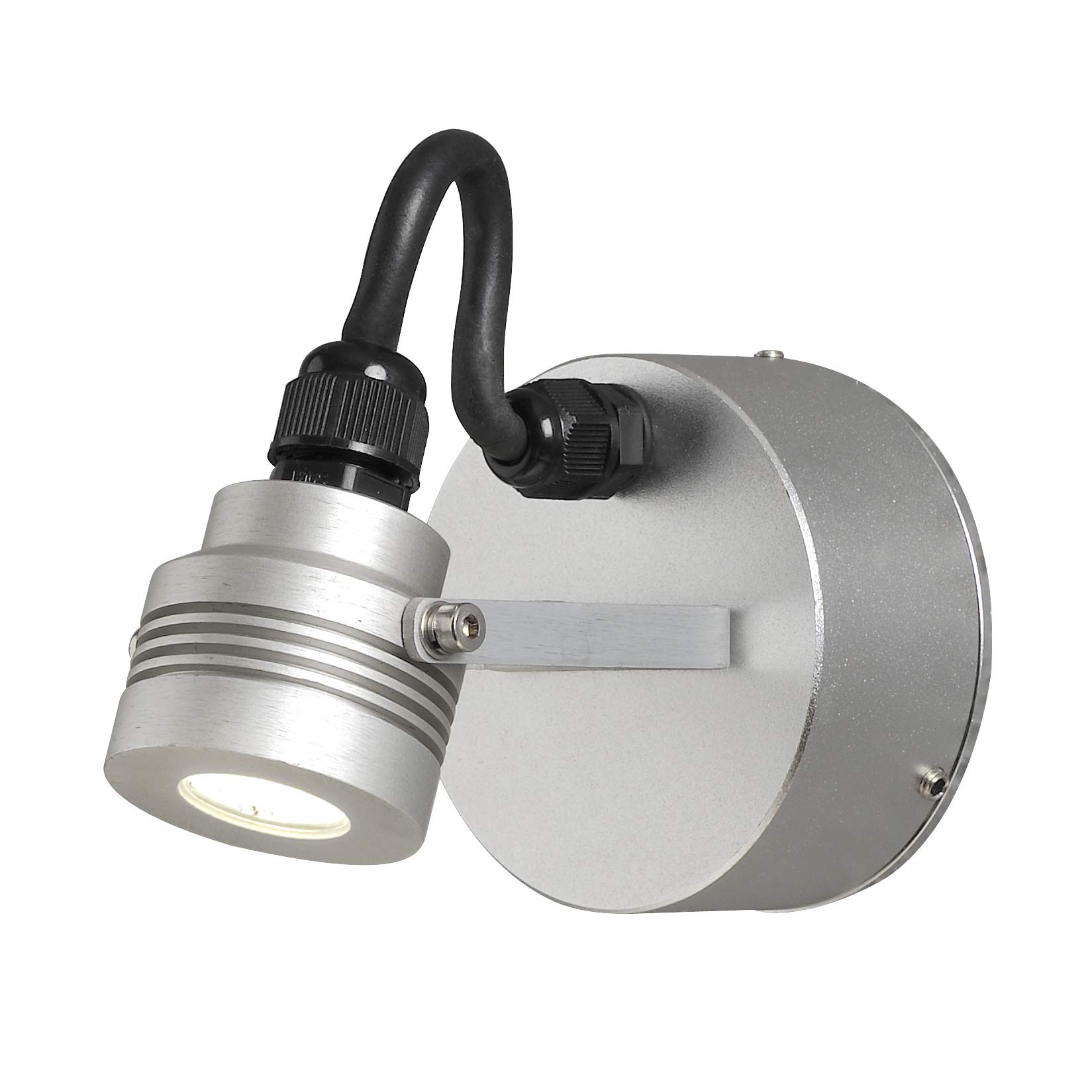 Konstsmide Monza 7922-310 lampa ścienna Spot HighPowerLED B: 8,5 cm głęb.: 8,5 cm wys.: 11,5 cm / 1x1 W / IP44 / mas. Aluminium/srebrnoszary