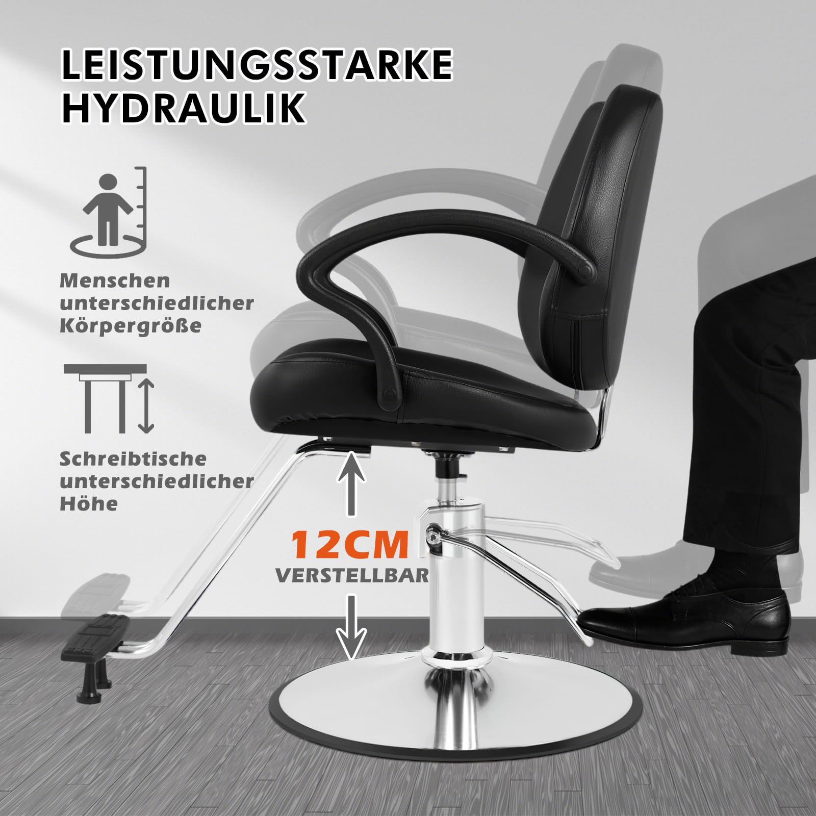 Artist Hand Friseurstuhl Hydraulischer Barberstuhl 360° Drehbar Höhenverstellbar Fußstütze Salon Barbershop
