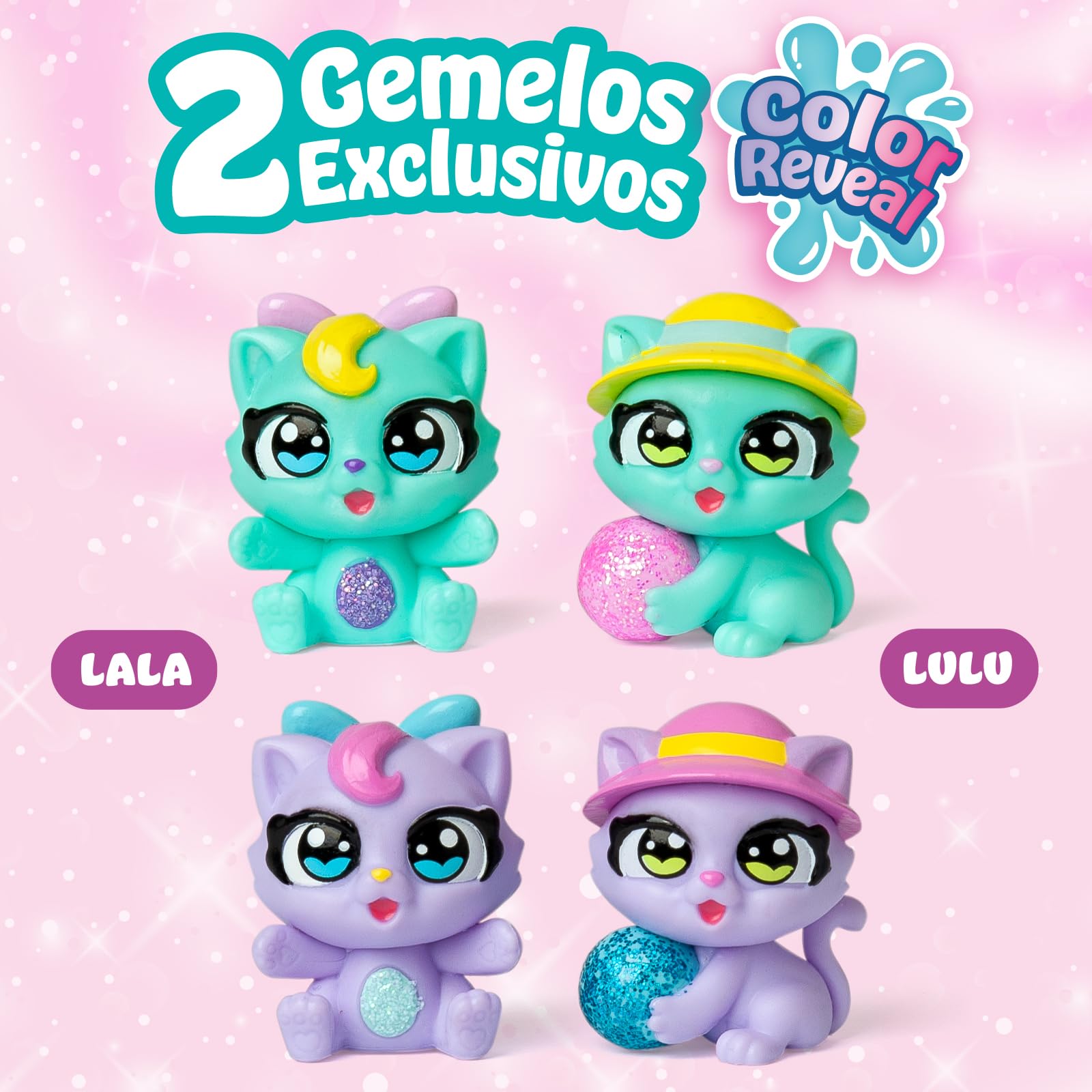 Cherry Pets – Smoothie Fun Park Kitten Twins. Casita con Parque de Atracciones en Forma de Smoothie: Incluye 1 Smoothie, 2 Figuras exclusivas “Color Reveal” y 3 Accesorios - 4
