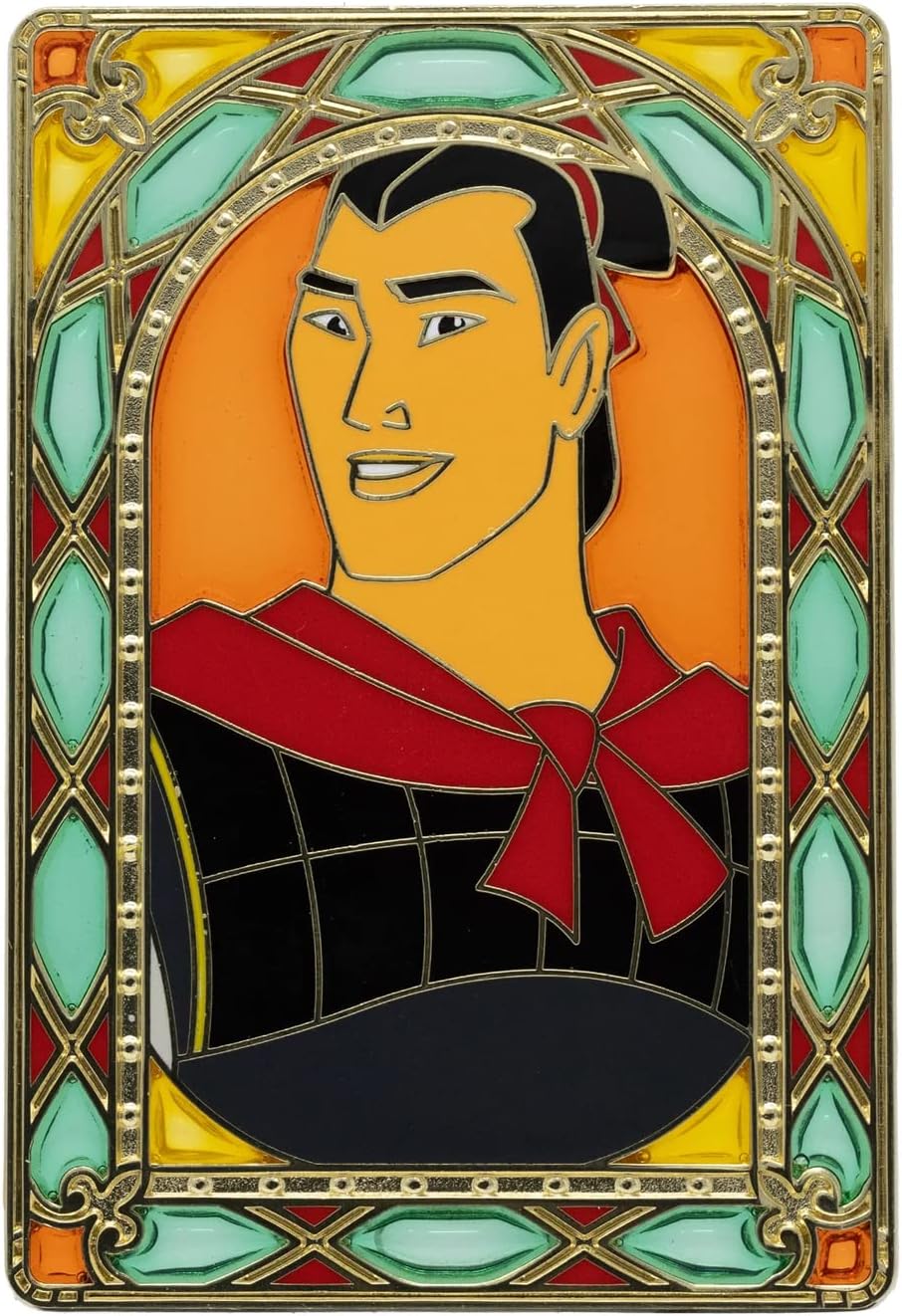 DisneyStained Glass 3" Collectible Pin Limited Edition 300 Mlan Li Shang, Metal, no gemstone