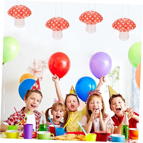 Miniatura 7 de Faroles artificiales de hongos, paquete de 2 unidades, decoración de papel grande de 8 pulgadas para fiestas, baby shower