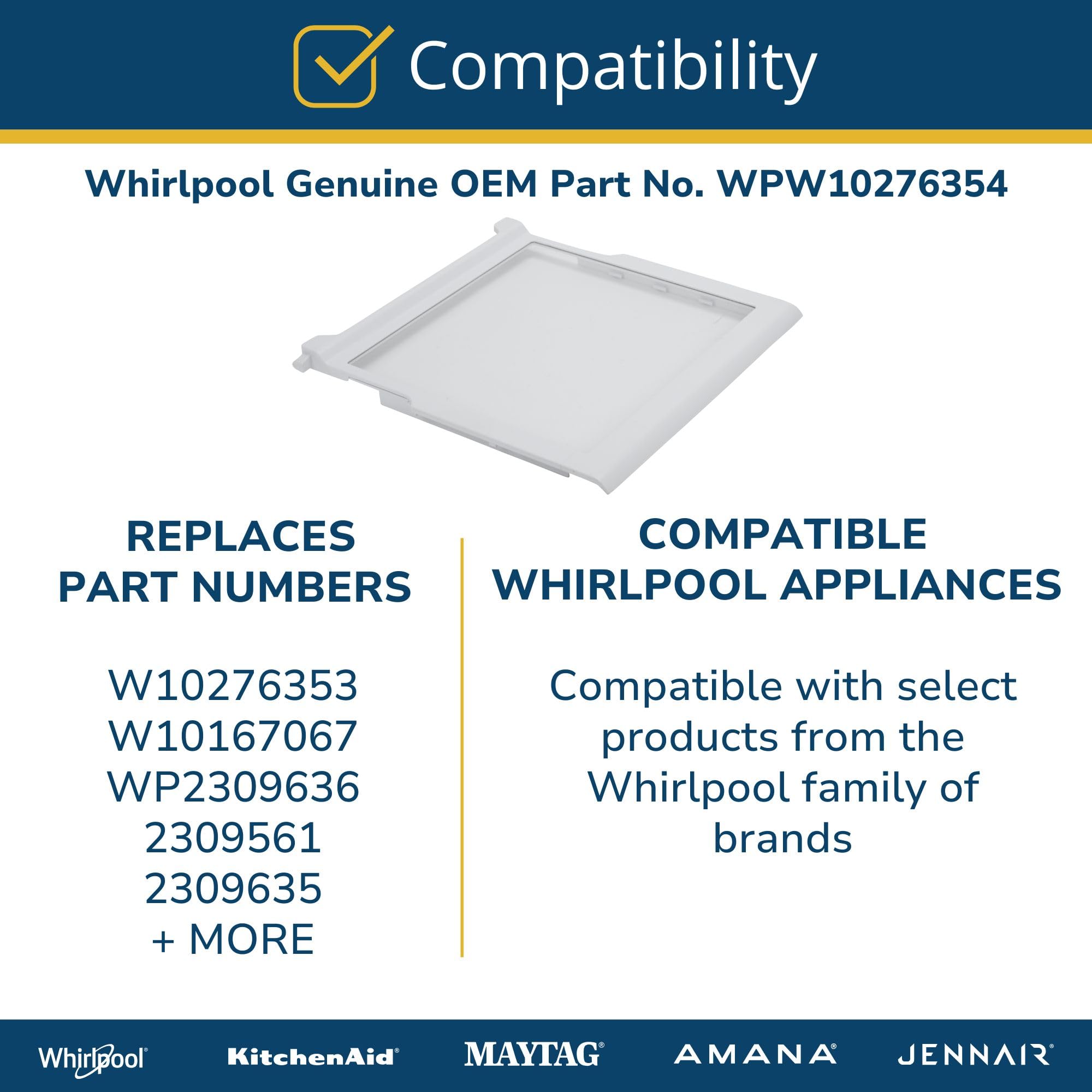 Amazon.com: Whirlpool W10276354 Refrigerator Spill-Safe Shelf