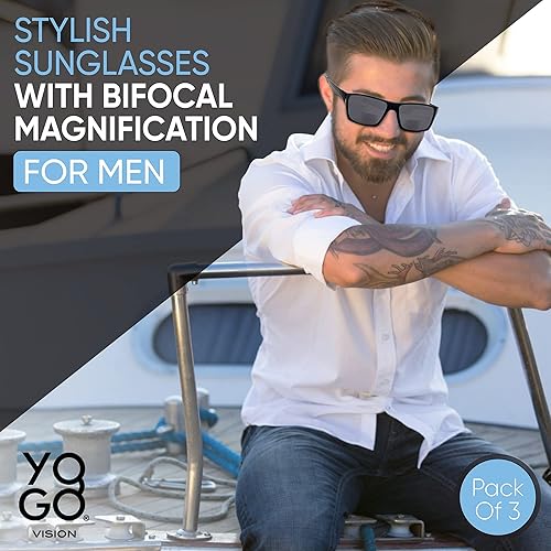 Miniatura 2 de Yogo Vision Gafas de sol de lectura bifocales para hombres y mujeres, gafas de lectura envolventes deportivas