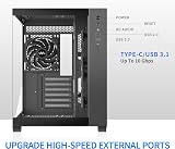 MUSETEX Boitier PC ATX, 3 Ventilateurs Non-LED préinstallés, Support RAD 360MM, Verre trempé 270° Full View Boitier Pc Gamer with Type-C, Boîtier d'ordinateur Mid Tower ATX, Noir, Y6 - 4