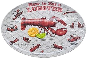 4 Lobster Plates OVAL Plastic How To EAT LOBSTER Diagram