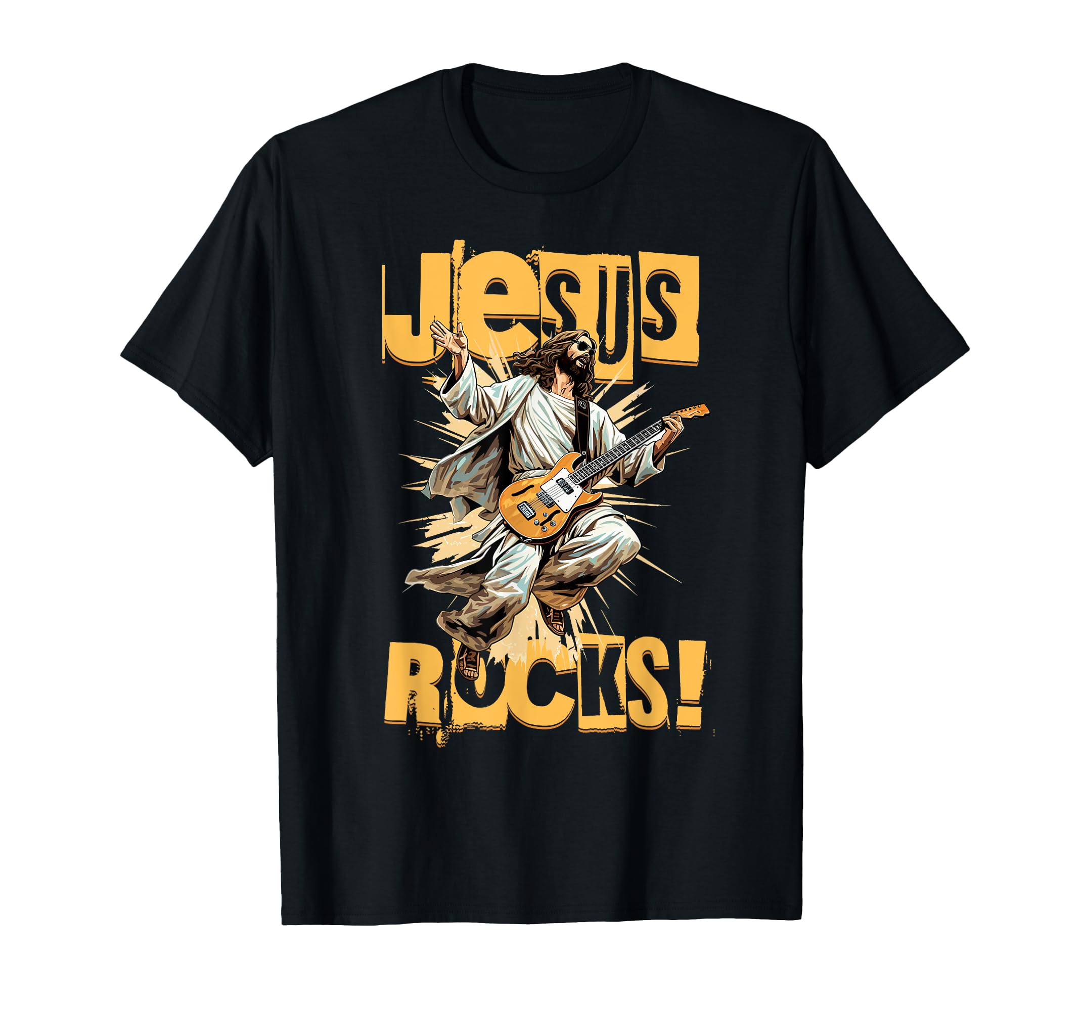 Church and Jesus Is My Jam Funny Jesus Rocks! Guitar Playing Jesus Christ T-Shirt