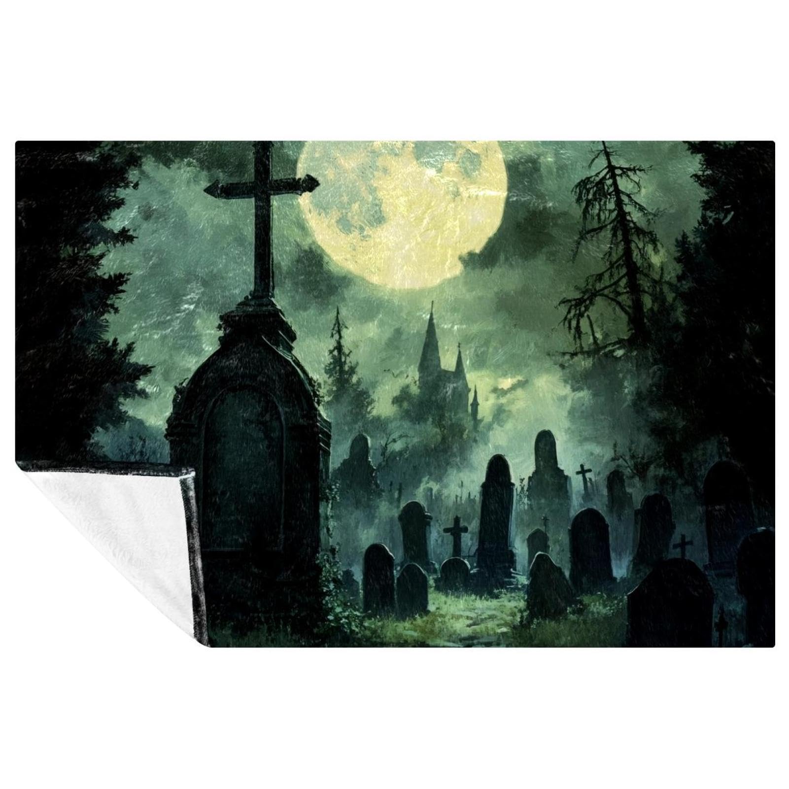 Couverture douce chaude et confortable Halloween tombe 150x100 cm