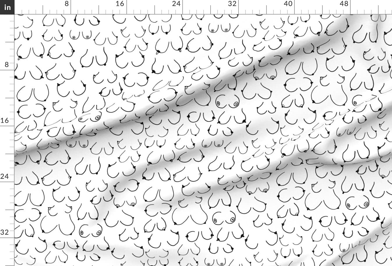 Spoonflower Fabric - White Boobs Breasts Breast Cancer Awareness Women Feminist Female Printed on Minky Fabric by The Yard - Sewing Baby Blankets Quilt Backing Plush