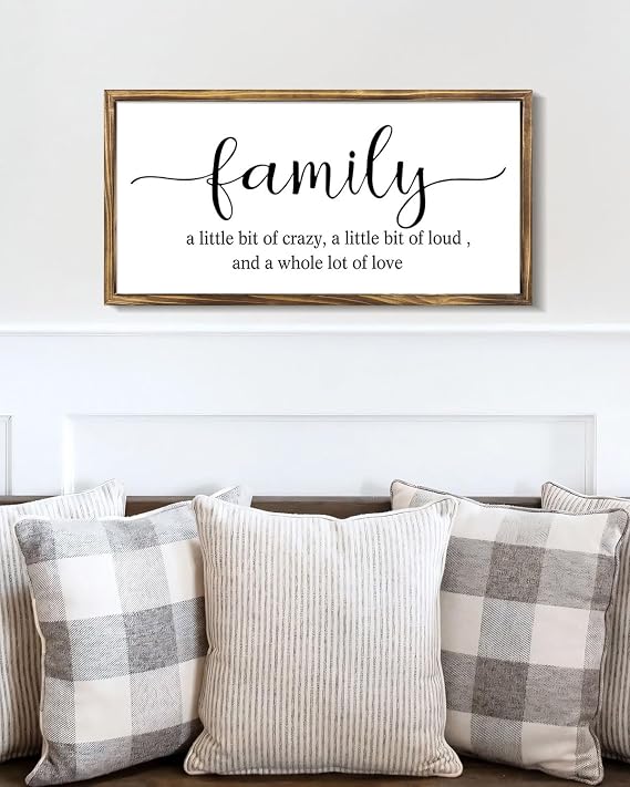 24 x 12 inch Large Wooden Family Sign Wall Decor for Living Room, Home Sign Wall Decor as Family Wall Art for home