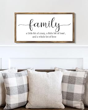 24 x 12 inch Large Wooden Family Sign Wall Decor for Living Room, Home Sign Wall Decor as Family Wall Art for home