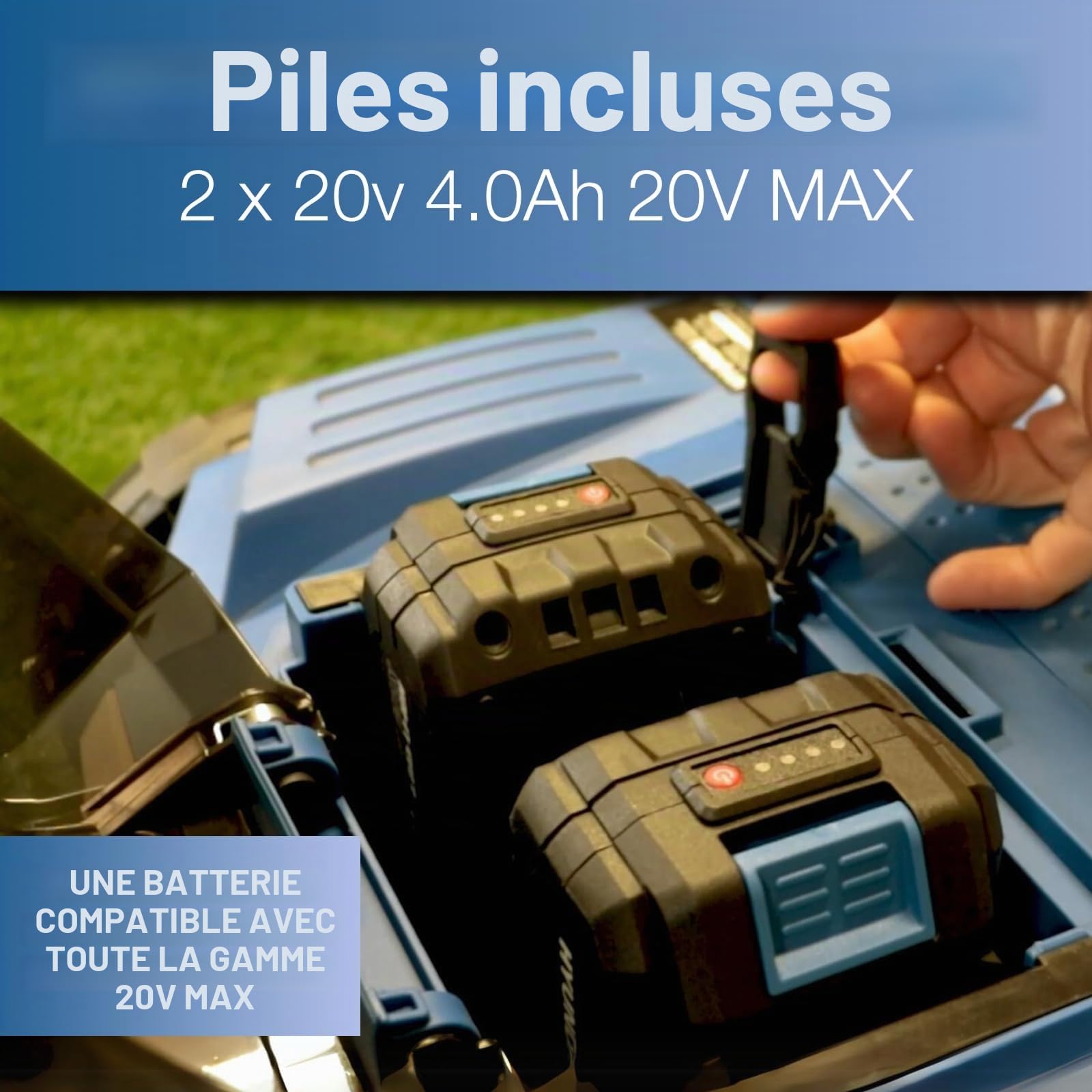 Hyundai Balai Brosse Balayeuse Gazon Synthétique sans Fil 40 V (2x20 V) Brushless, 380 mm, 5 Hauteurs Réglables, 2 Batteries 4 Ah, Garantie 3 Ans - HY2197