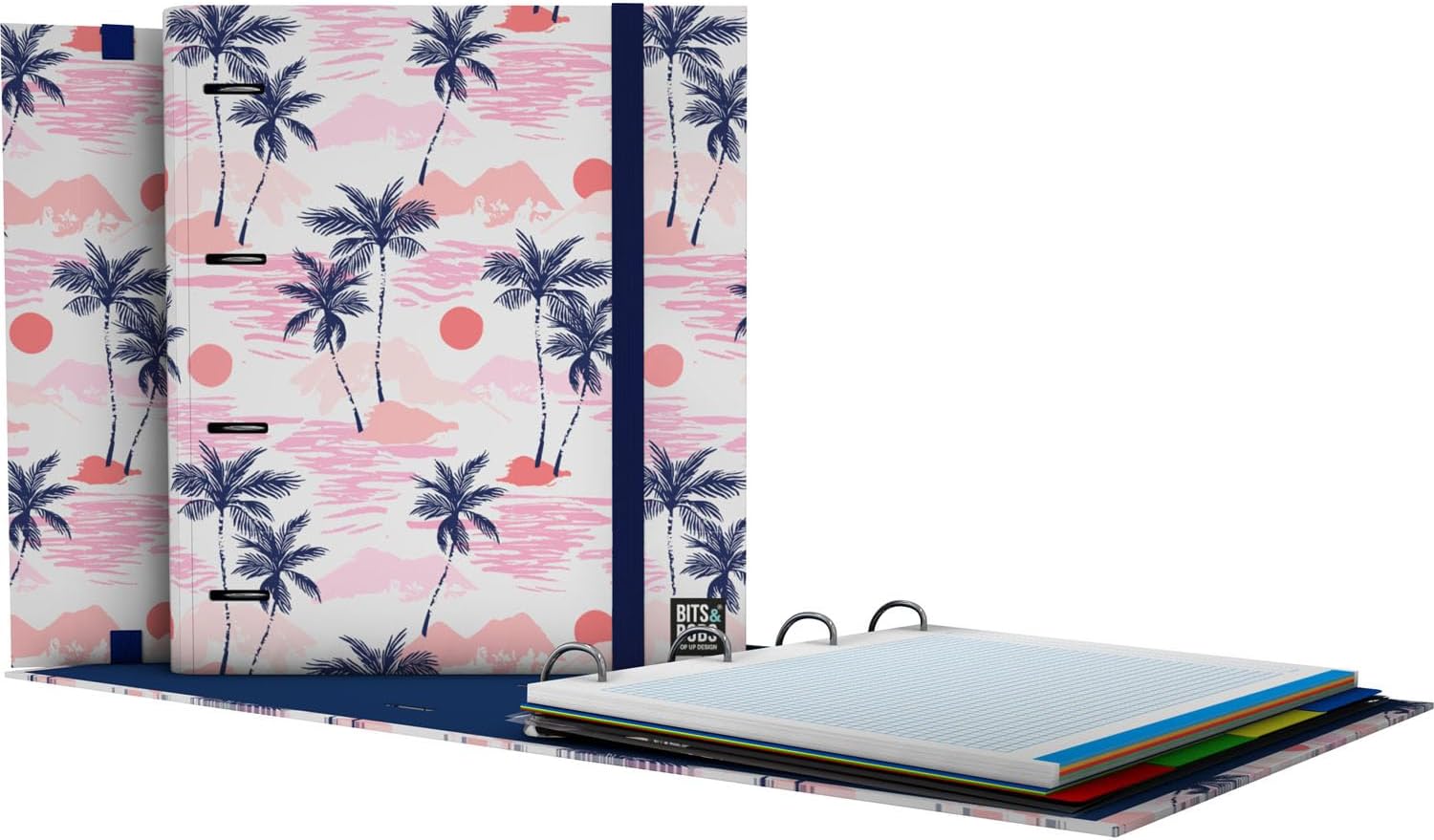 Grafoplás | 4 Ring Binder with Refill | A4 | Includes 100 5x5 Squared Sheets | Dividers | Transparent Envelope | Bits&Bobs Pop Up Design | NYC | Carpebook | FSC
