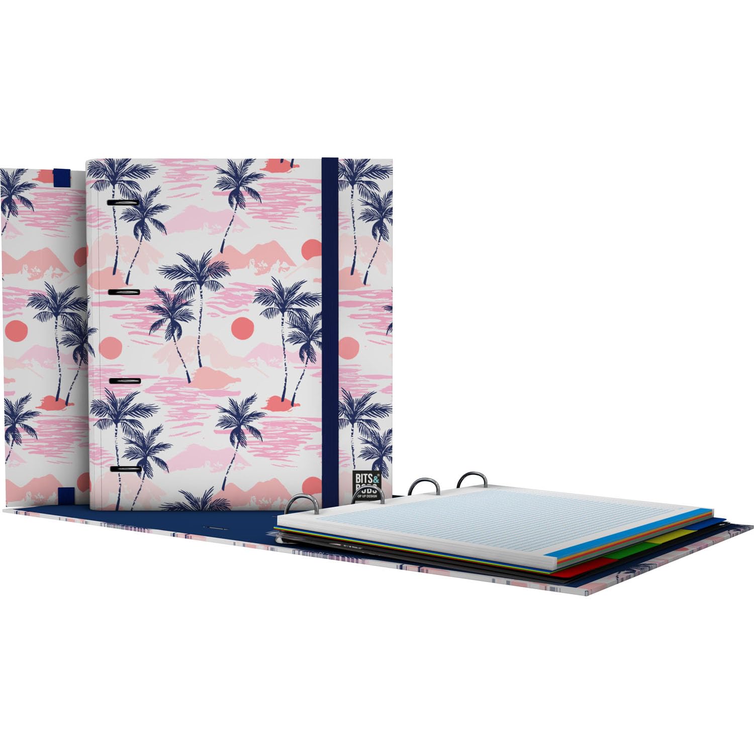 Grafoplás | A4 Folder with Die-Cut Rings with Refill and Dividers | 90g Squared Sheets 5x5 Colour Edge | Transparent Envelope | Carpebook Sunset Bits&Bobs Pop Up Design