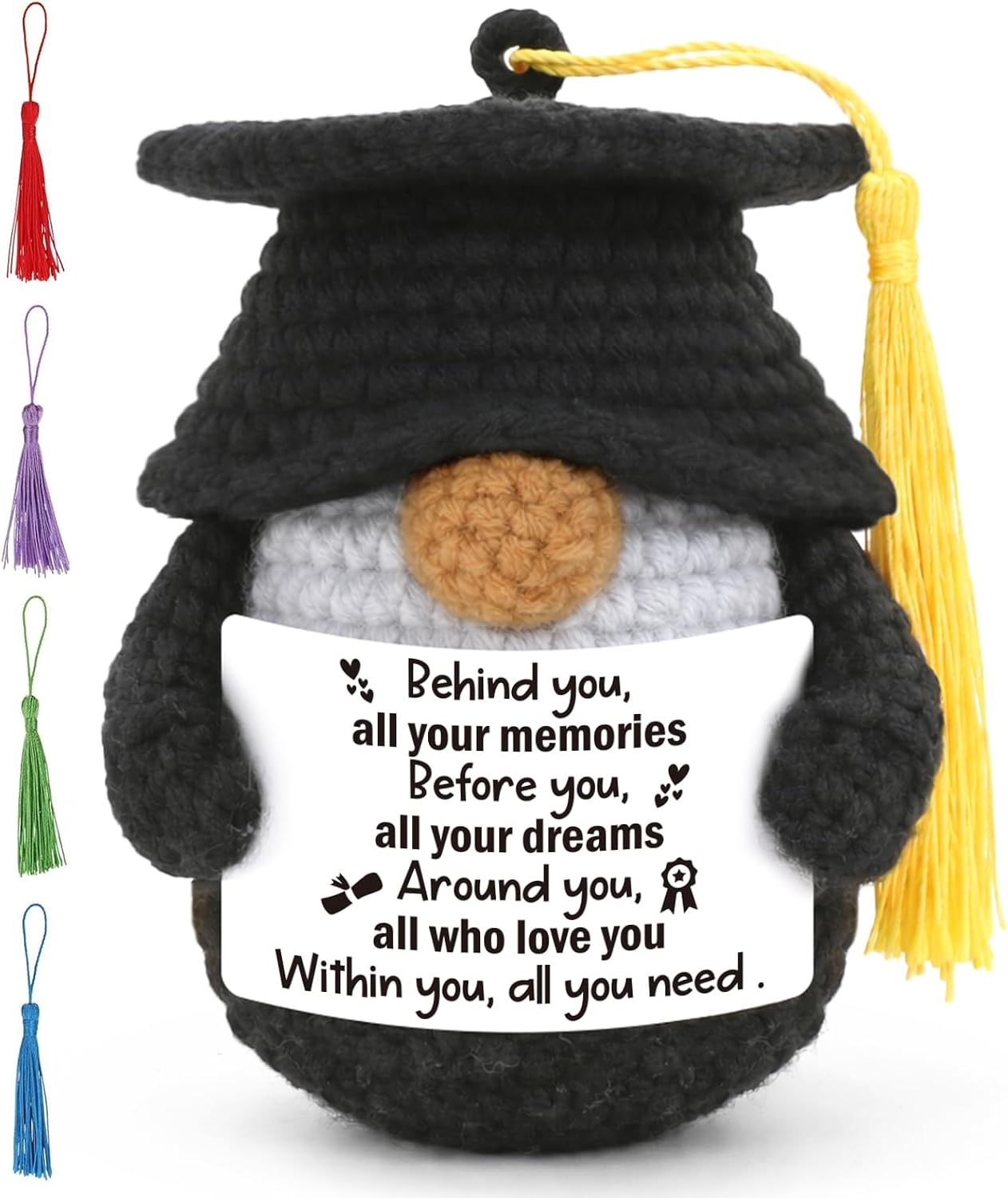 Inspirational Graduation Gifts 2026 for Her Him, Handmade Crochet Gnome Sentimental College High School Presents for Son Daughter, 2026 Grad Best Friend New Chapter Gift