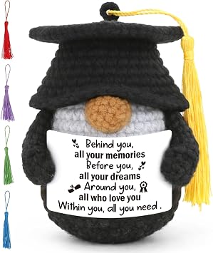 Inspirational Graduation Gifts 2026 for Her Him, Handmade Crochet Gnome Sentimental College High School Presents for Son Daughter, 2026 Grad Best Friend New Chapter Gift