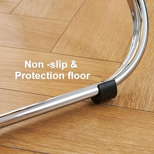 Miniatura 7 de PEAKPT Silla plegable de acrílico moderna asiento de sala de estar taburete de comedor de terraza silla plegable con marco cromado para exterior