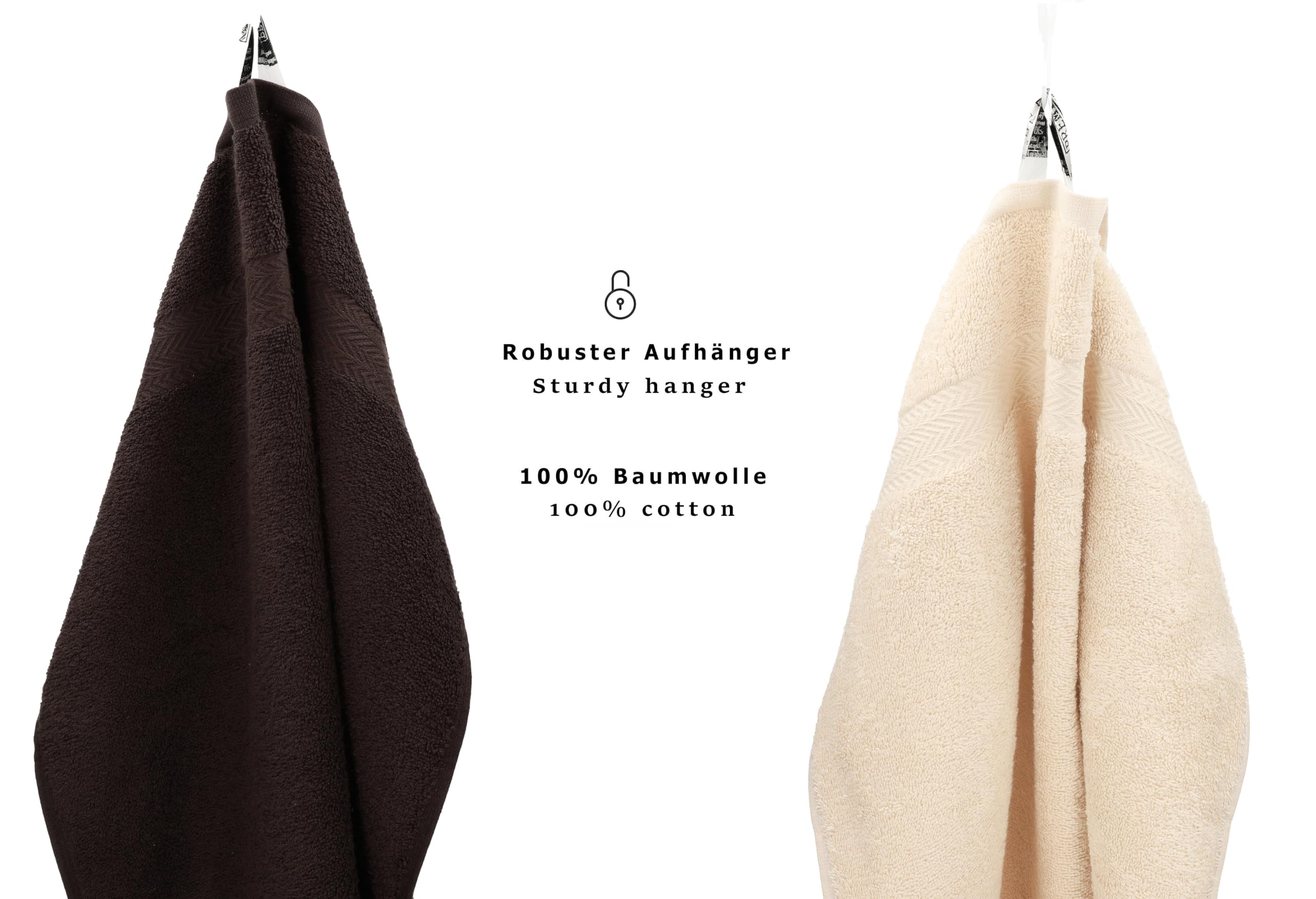 Betz Juego de 10 Toallas Classic 100% algodón 2 Toallas de baño 4 Toallas 2 Toallas de Mano 2 Toallas Cara de Color marrón Oscuro y Beige
