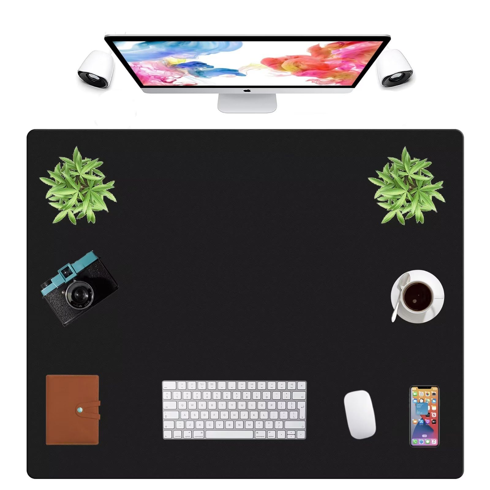 LL-COEUR Extra Large PU Leather Desk Mat Large Mouse Pad XXL Waterproof Table Mat Office Laptop Writing Pad (39.4 x 31.5 inch, Black)