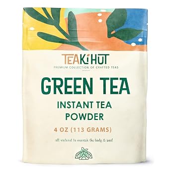 TEAki Hut Instant Green Tea Powder, Refreshing Unsweetened Drink mix, Premium Green Tea Instant Powder for Beverages, Smoothies or Baked Goods, Great Hot or Cold - 4 oz
