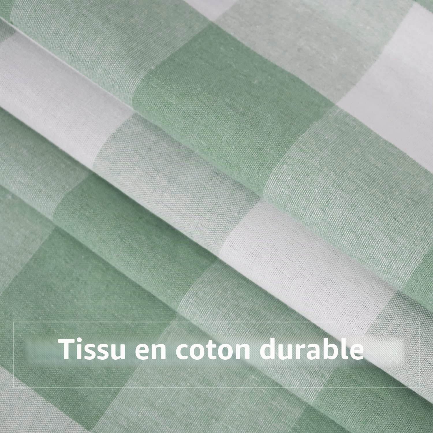 Lot de 2 rideaux de fenêtre en coton avec passe-tringle – Rideaux à carreaux de buffle avec passe-tringle de 203,2 cm de long – Rideaux de style ferme, cuisine, salon, chambre à coucher, sous-sol,