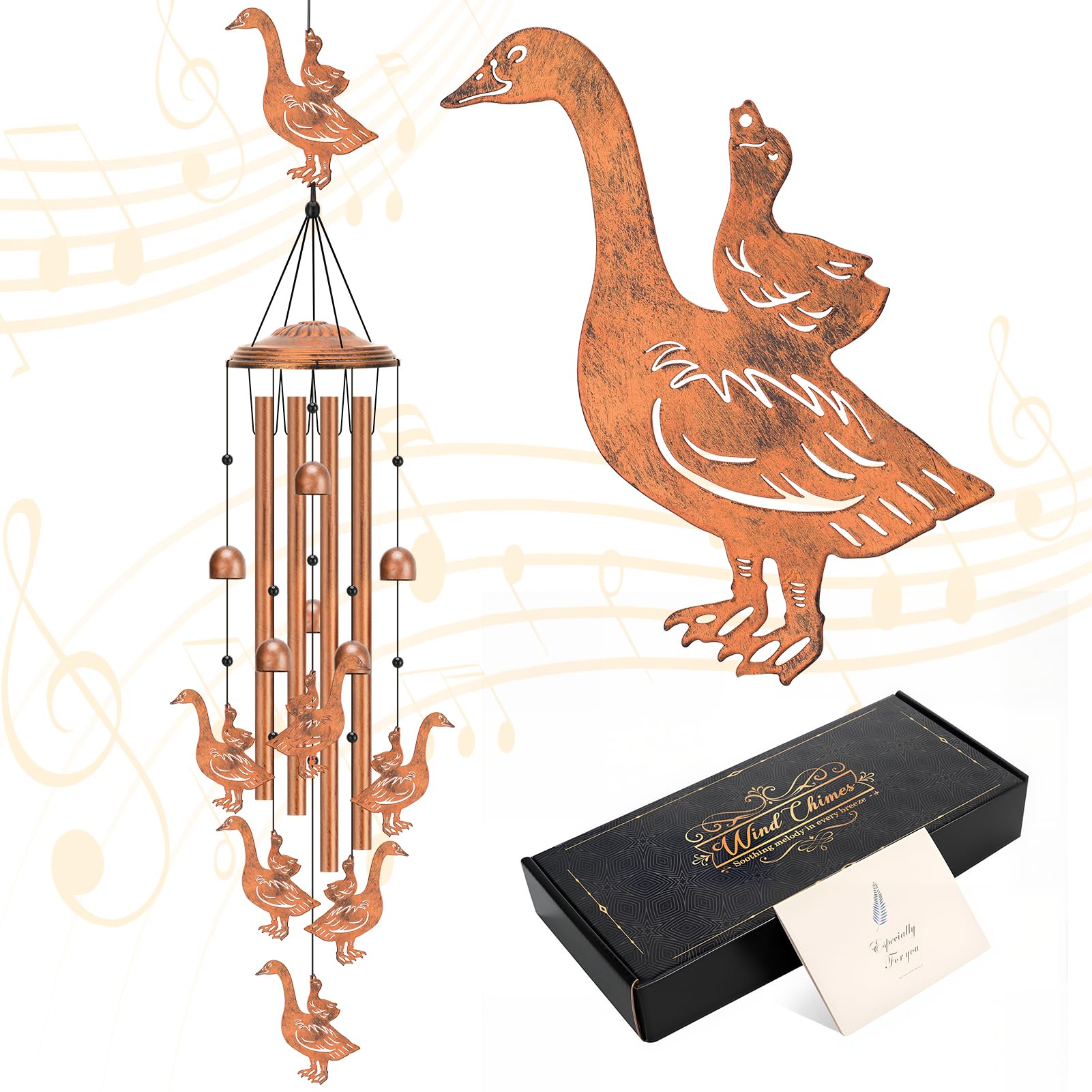 saerryor Goose Metal Wind Chimes, Windchimes for Outdoor, Indoor, Birthday Festival Gifts, Garden Decor for Women Men Memorial Gift, Bronze