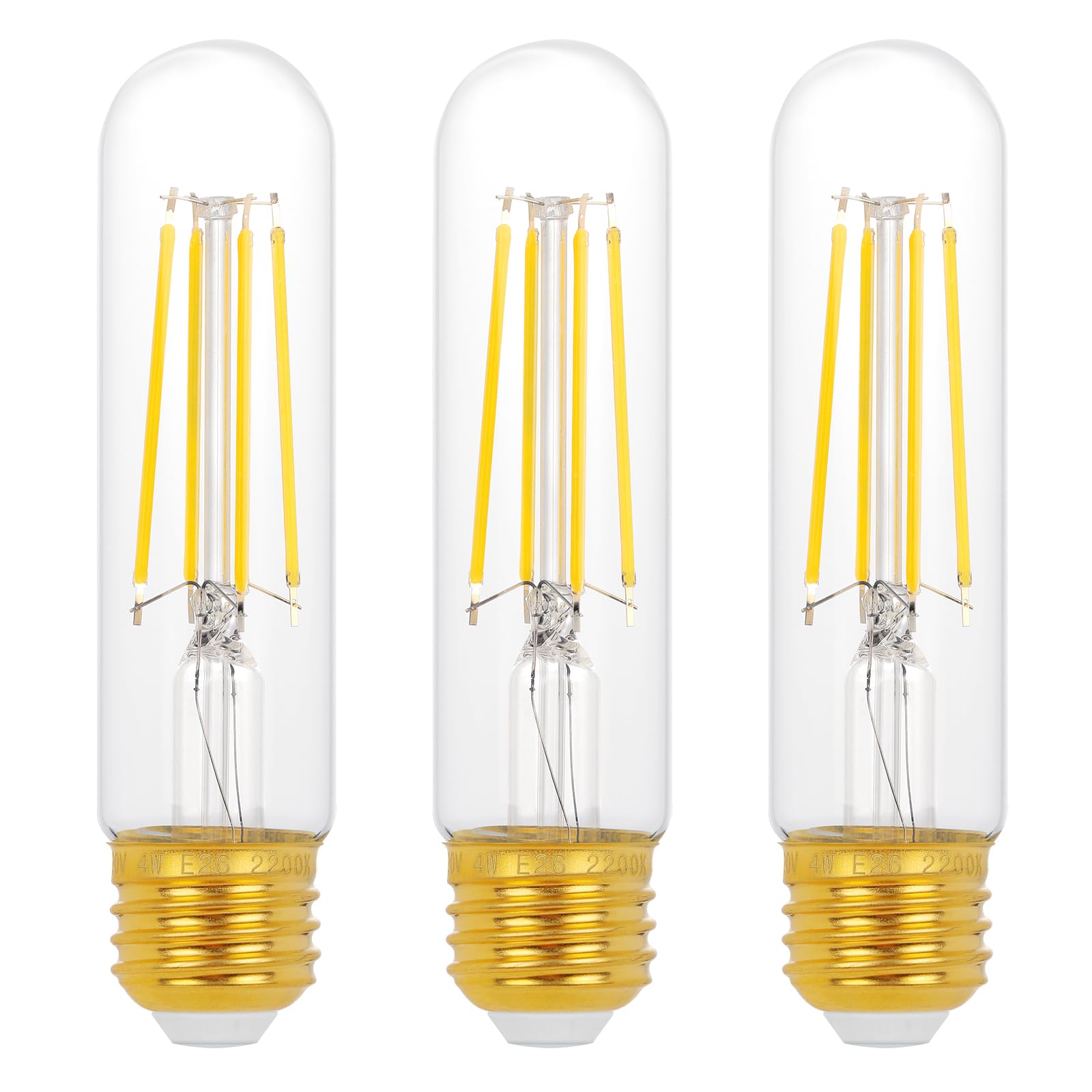 Decoaui E26 T10 LED Light Bulbs, 5 Inch Vintage Tubular Thin Edison Bulbs, 4000K Daylight White, 4W(60W Eqv.), Ultra Efficient & Dimmable, Great for Living Room, Dining Room & General Lighting, 3 Pack