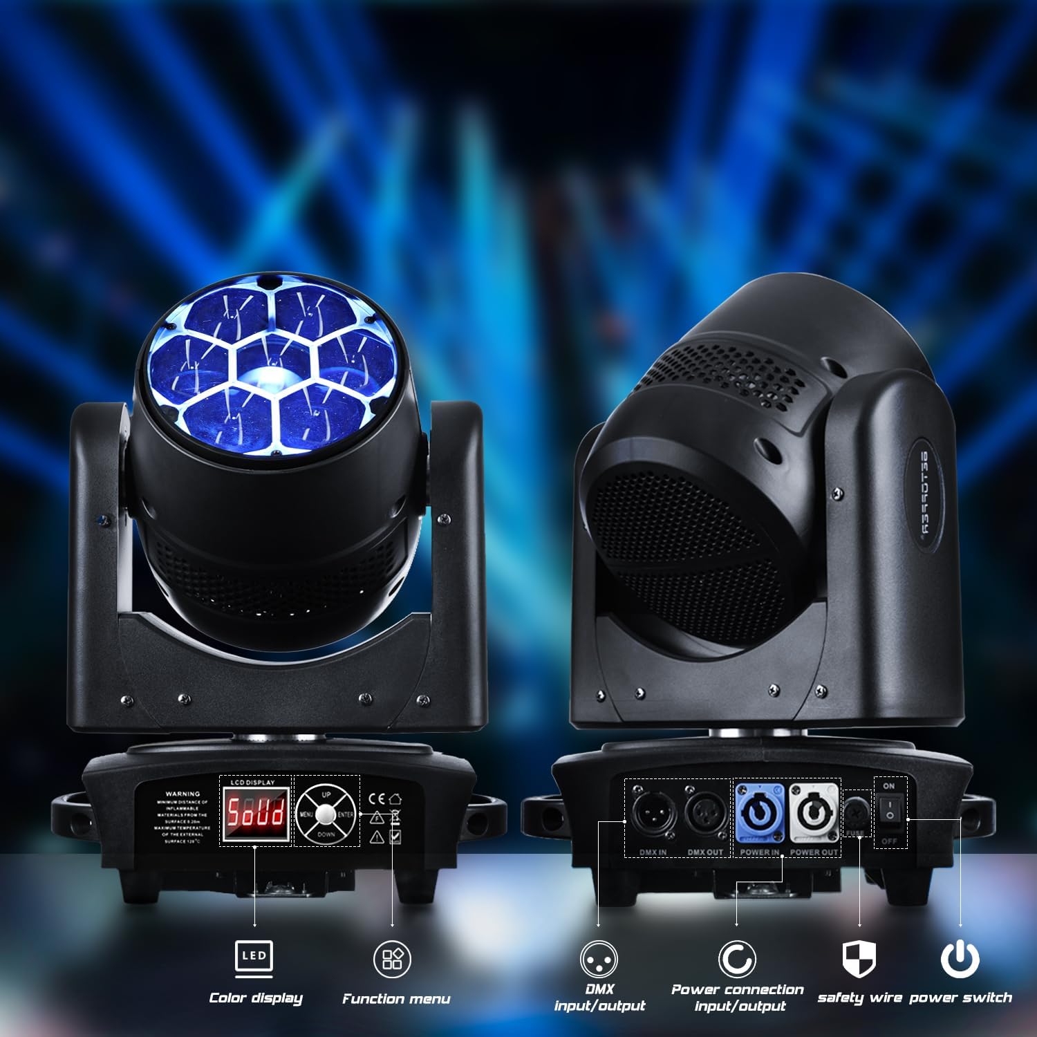BETOPPER Lyre Led DMX Moving Head Lampe RGBW DJ Projecteurs Lumiere à Tête Rotative avec Effet Beam/Wash/Zoom/CTO Jeux de Lumière pour Clubs,Fête,Disco (1, LM0740-1)