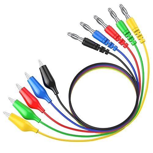 Miniatura 6 de CAMWAY 25 cables de prueba de sonda trasera, 15 pines de sonda trasera y 5 clavijas de plátano a clip de cocodrilo, 5 clips de cocodrilo para