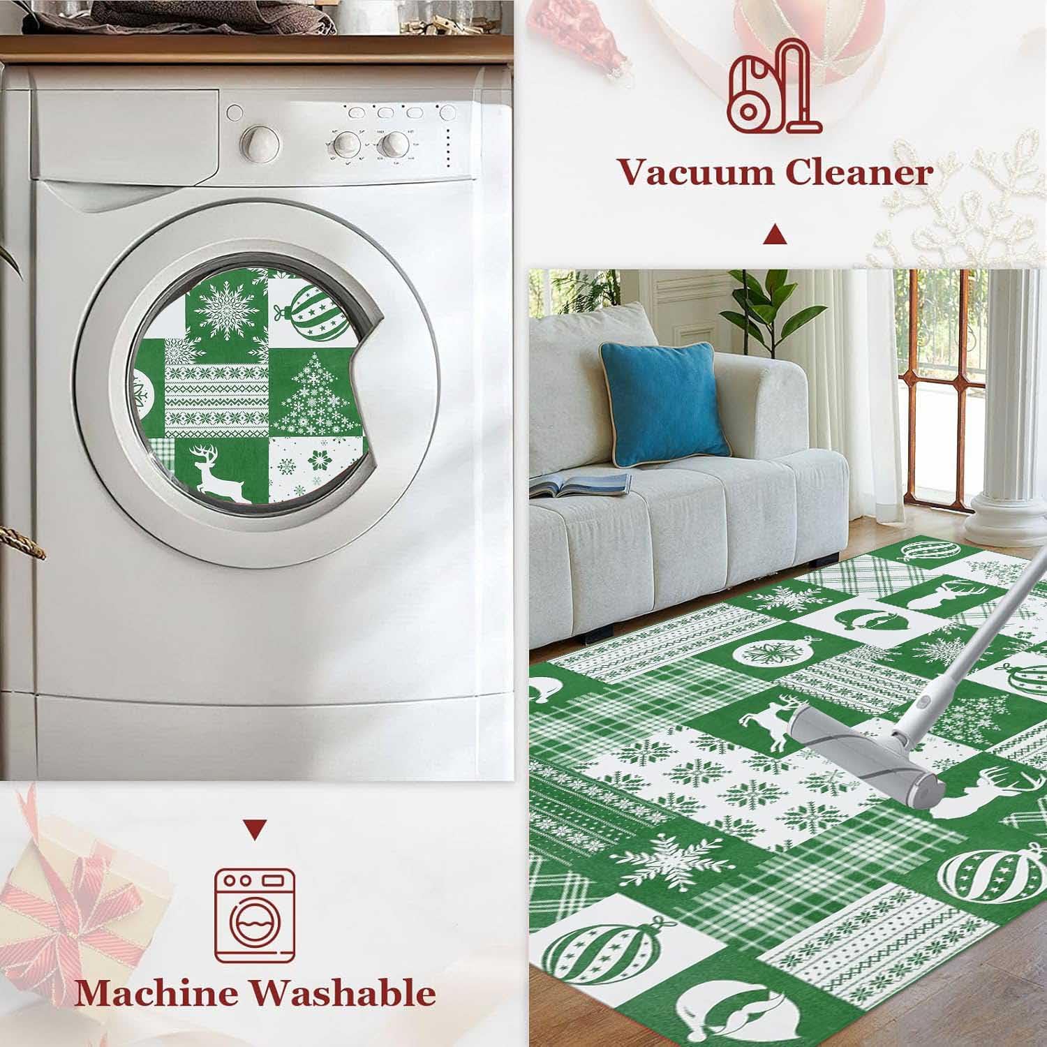 Alfombra de Navidad Rectangular,Alfombras Comedor de Decorativa Navideña,Alfombras Lavables Salon Navideño,Alfombra Antideslizante Cocina,Alfombra Grande para Salón Entrada Baño,D,100x150cm