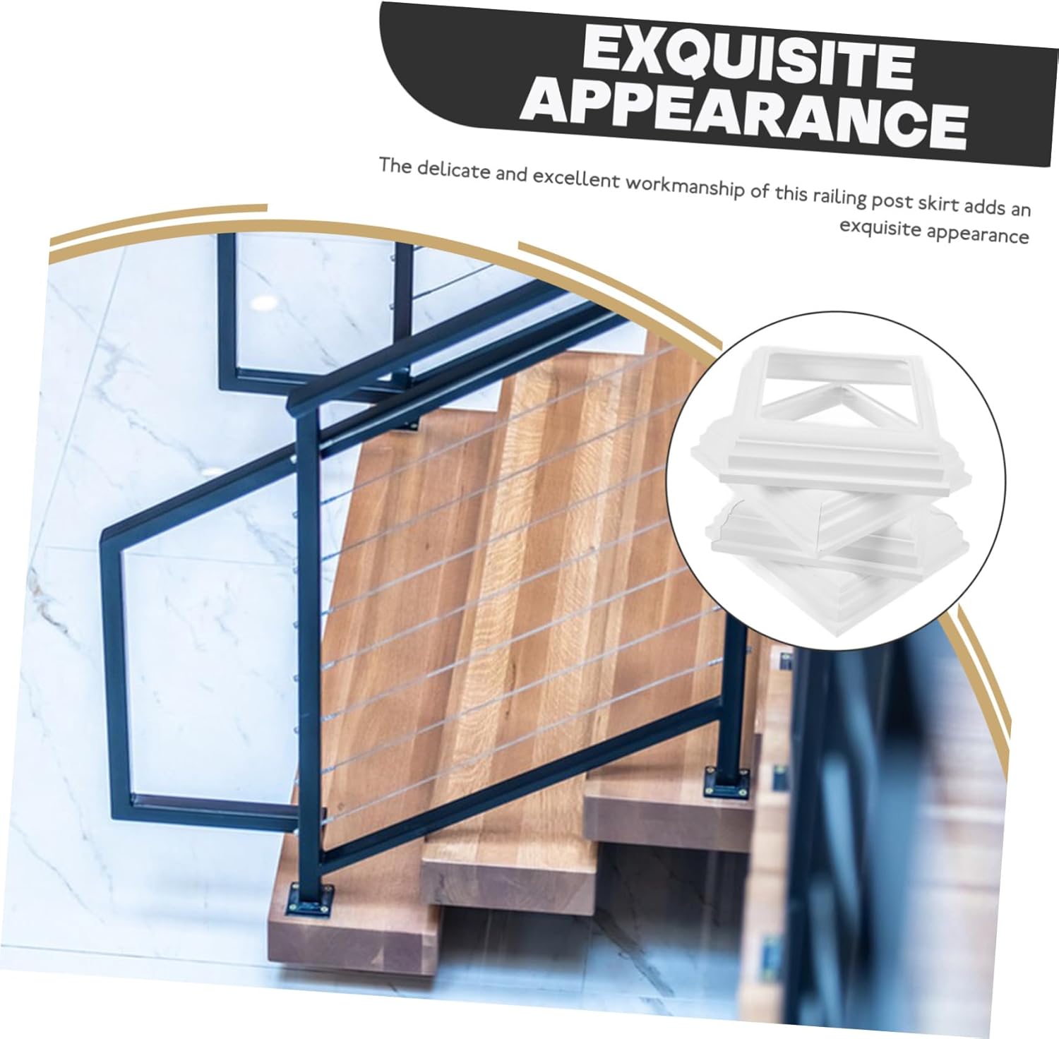 Mikikit 8pcs Fence Post Skirt Covers Plastic Trim for Column Wraps Elegant Outdoor Decoration for Decks Porches and Fences