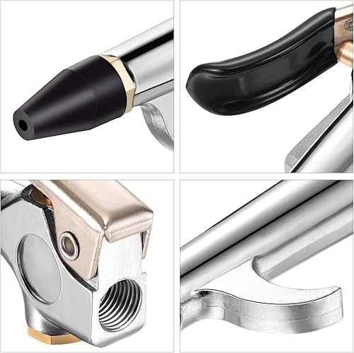 Miniatura 7 de Mudder Pistola de aire de aire estilo palanca de 2 piezas con boquillas de goma y punta de seguridad para el hogar, garaje, tienda industrial (negro)