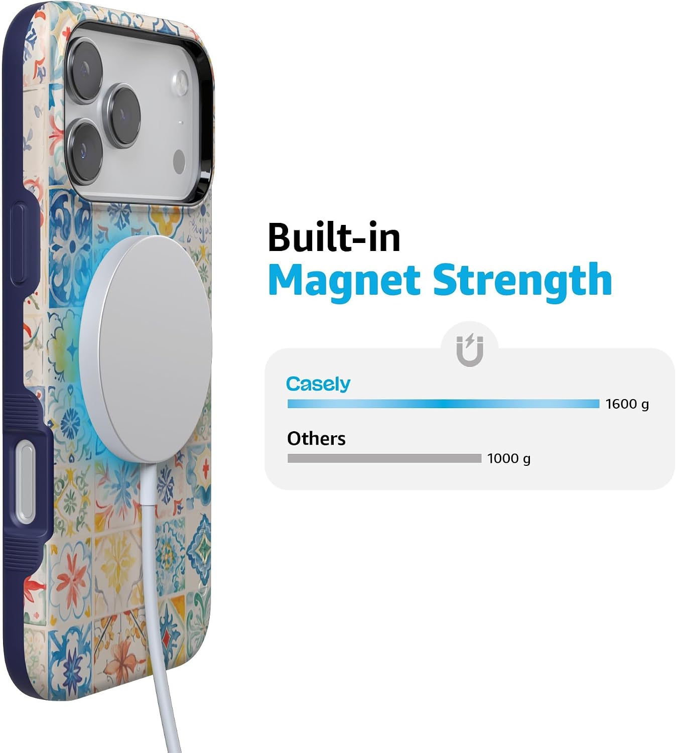 Casely iPhone 17 Pro Case | Tuscan Tiles | Dolce Vita | Bold Protective Design | MagSafe Compatible Design