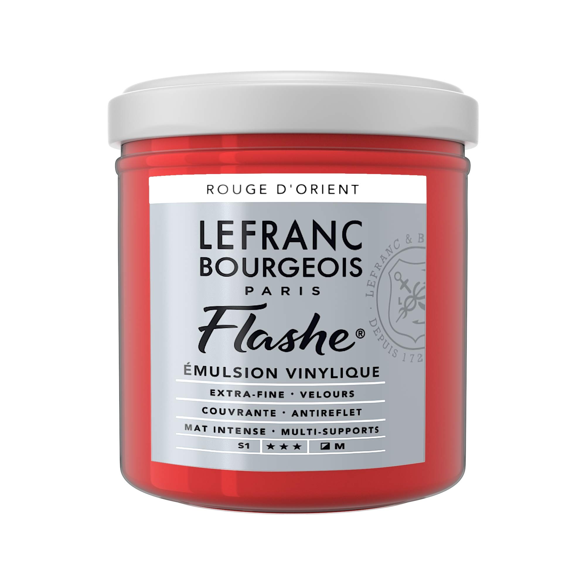 Lefranc Bourgeois Flashe-Acrylfarbe Acrylic Vinyl Emulsion, 125ml Tube - Vinylfarbe, Oriental Red
