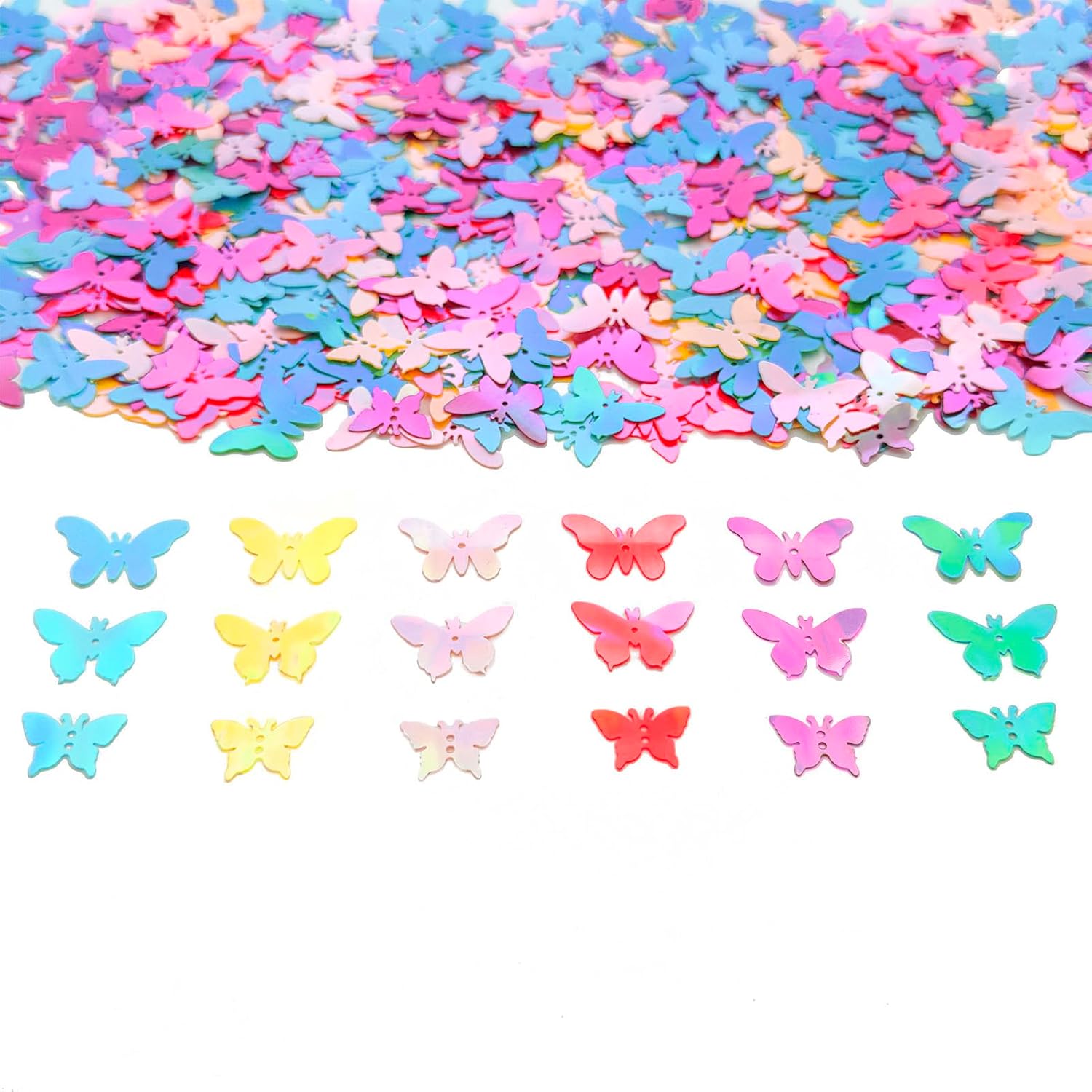 Butterfly Confetti for Party Decorations, Gradient of Sparkling Shiny Foil Table Scatter, Colorful Wedding Birthday Baby Shower Supplies, 3 Sizes Butterfly Sequins for DIY Crafts