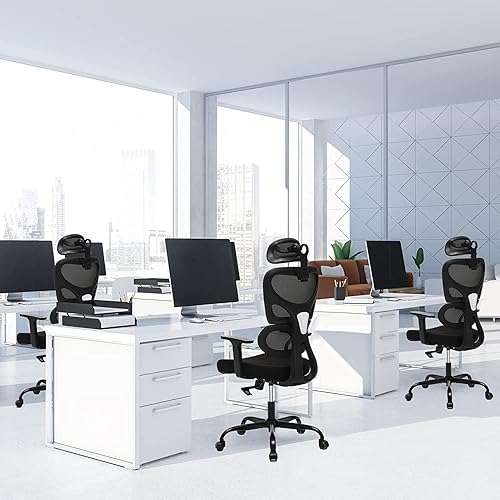 Miniatura 2 de Silla de oficina ergonómica respaldo alto silla de escritorio de malla transpirable con reposabrazos ajustable reposacabezas soporte lumbar función