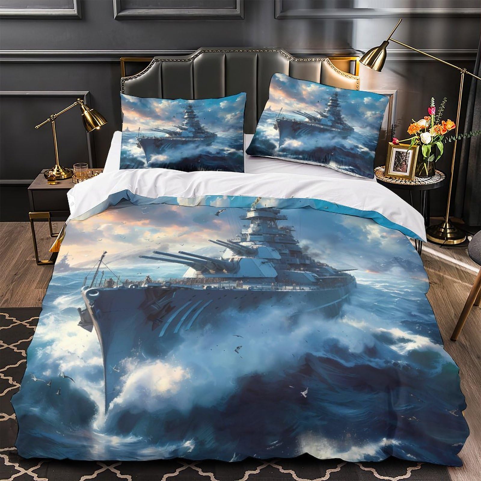 Housse de couette bataille navale 3D pour transformer l'ambiance d'une chambre couple