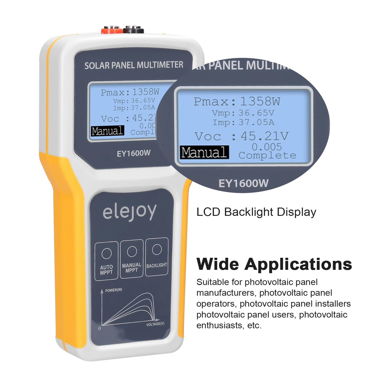 Miernik mocy optycznej, EY1800W/EY1600W/EY800W/EL400B Tester Paneli Słonecznych Panel Fotowoltomierz Auto/Manualny Miernik MPPT Woltomierz(400W)