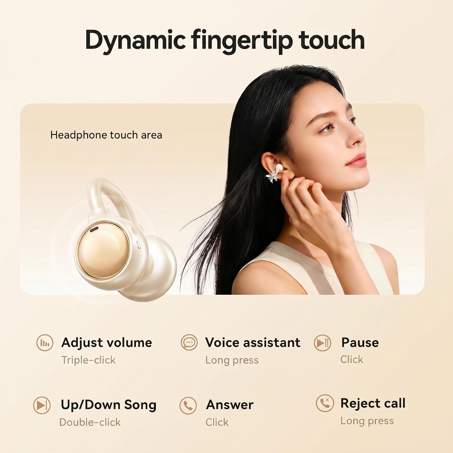 Open Ear Wireless Earbuds for Women with Makeup Mirror Charging Case, Clip-on Bluetooth 6.0 Headphones with Spatial Audio, Includes Flower & Butterfly Earrings, Long Battery Life
