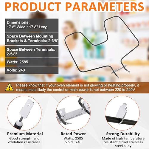 Miniatura 3 de WB44K10005 Horno Horno Elemento adecuado para horno GE Hotpoint Americana, reemplaza rb526h3ww, rb757bh1wh, rb787wh1ww, rb787ch2cc, jbs03h2wh,
