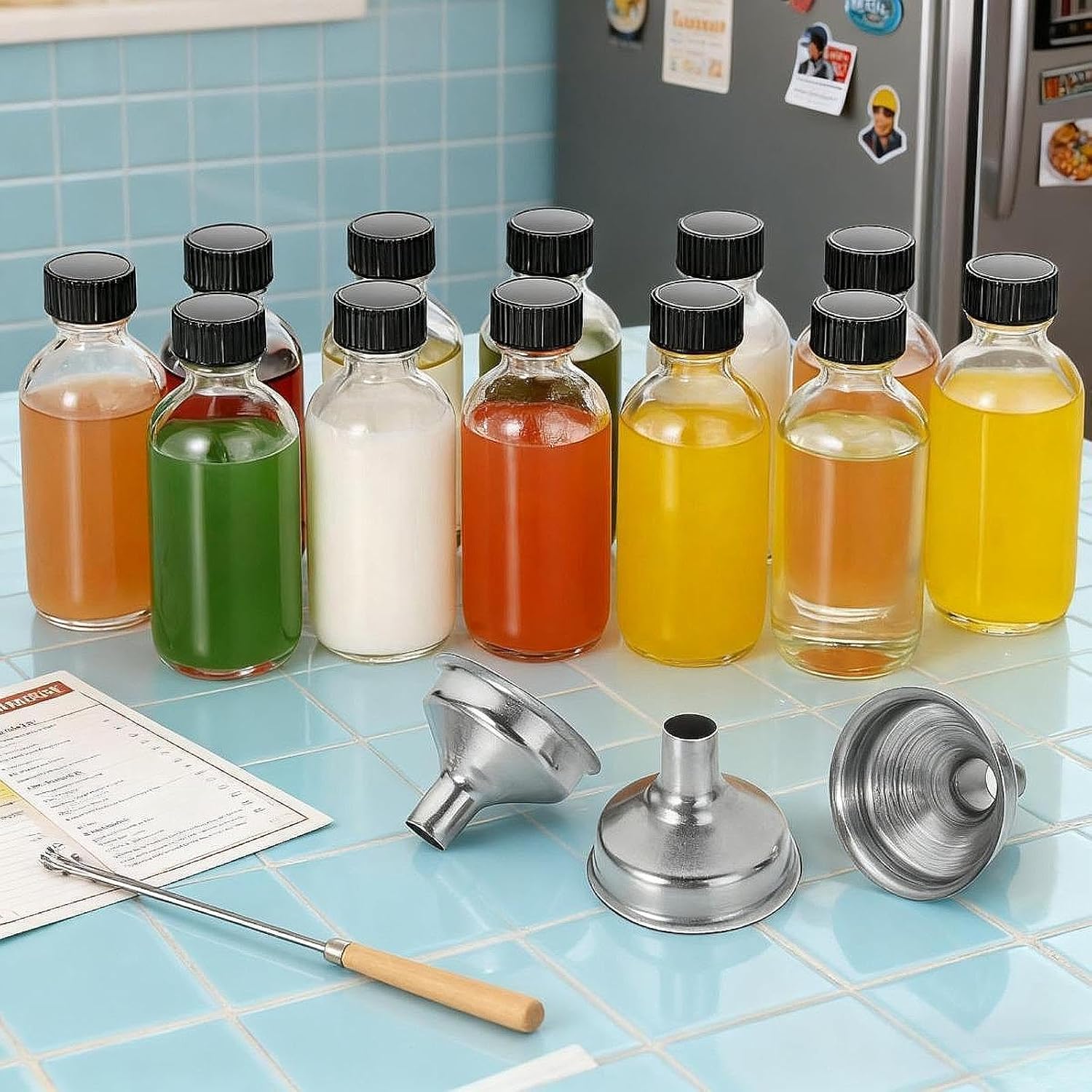 Glass Shot Bottles with Lids Clear Sample Bottle for Lab Juice Sauces 12Pcs 2oz