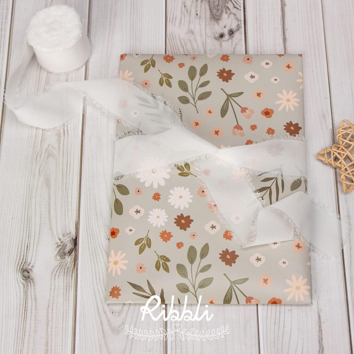 White Chiffon Ribbon - 1.5 inch x 30 Yard Handmade Silk, Fringe Chiffon for Wedding Invitations, Gift Wrapping, Bridal Bouquets, Flower Arrangement thumbnail