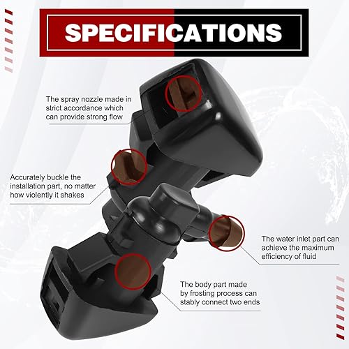 Miniatura 62 de Kit de boquillas de limpiaparabrisas de repuesto para Jeep Liberty 08-12, Jeep Commander 06-10, Dodge Nitro 07-11, manguera de chorro y líquido