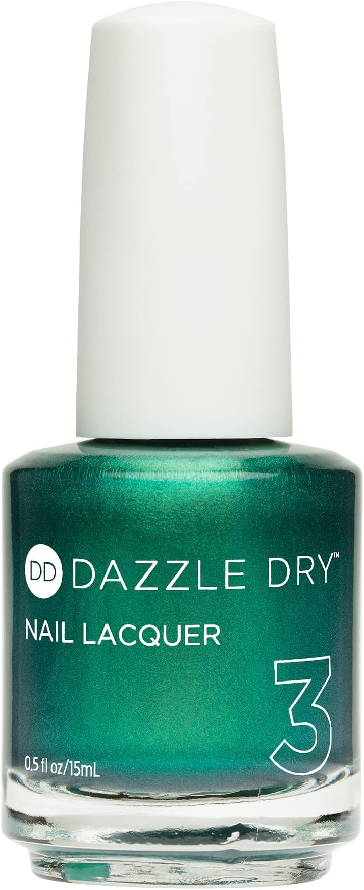 Dazzle DryNail Lacquer (Step 3) - Mistletoe - A metallic emerald green. Semi-sheer metallic. (0.5 fl oz)