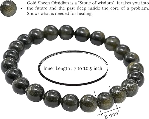 Vista 770 de Amazing Gemstone Crystal Bracelet for Women Men's Gifts - Protection Healing Crystal Bracelet - 8mm Gemstone Beaded Stretchable Bracelet Pulseras