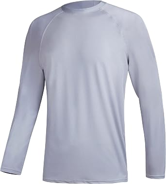 Mens Long Sleeve Swim Shirts Rashguard UPF 50+ UV Sun Protection Shirt Athletic Workout Running Hiking T-Shirt Swimwear